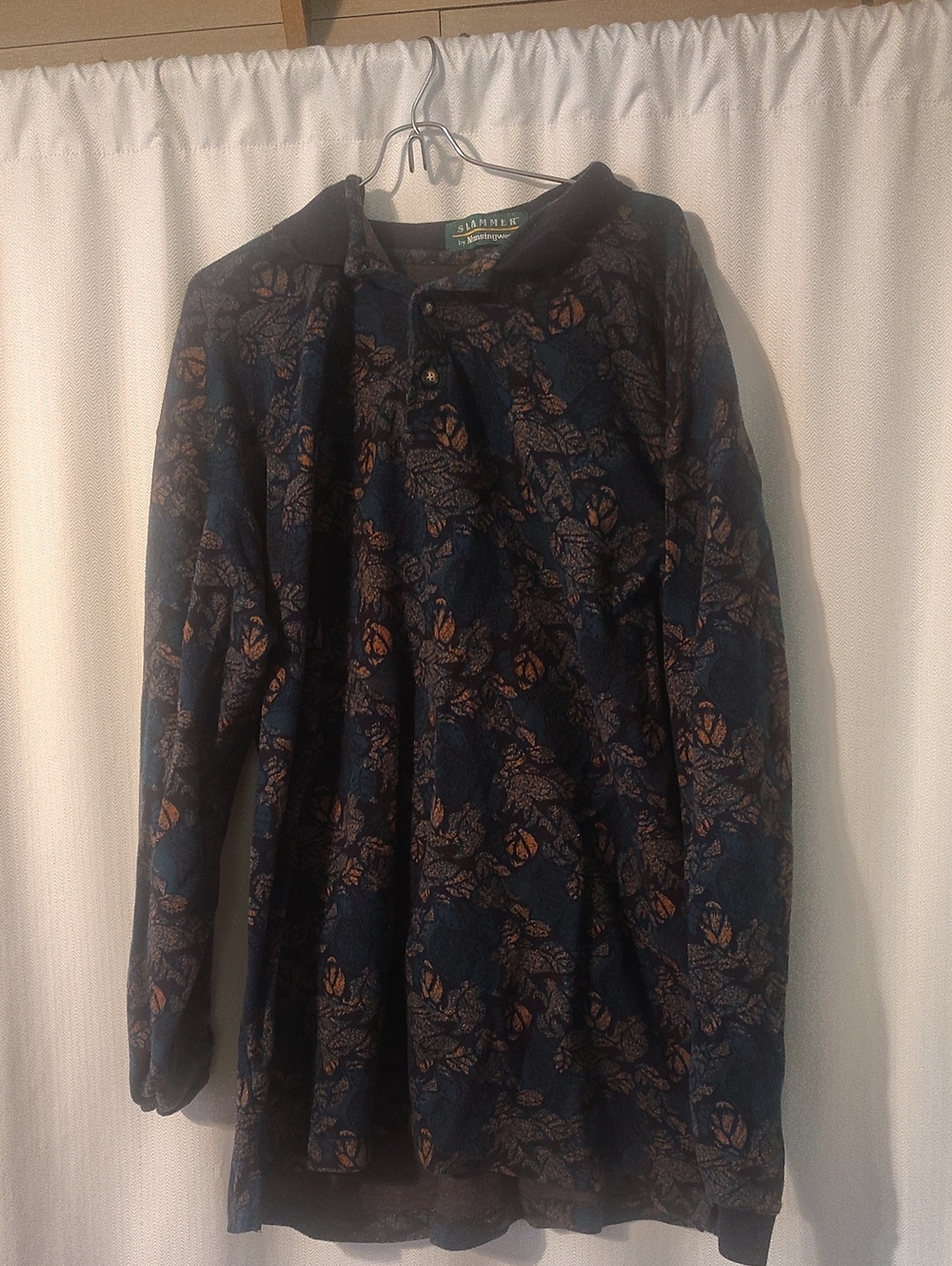 Slammer Navy Floral Button Henley Top